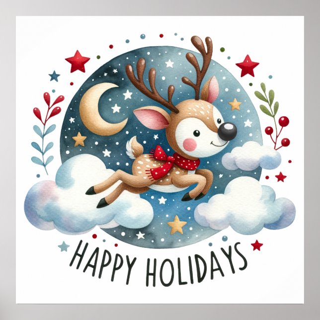 Póster Poster de renos de Felices Fiestas (Frente)