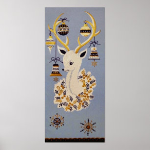 Póster Poster de renos de Navidad retro vintage