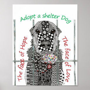 Póster Poster de Rescate Animal y Adopción Mascota 8"x10"