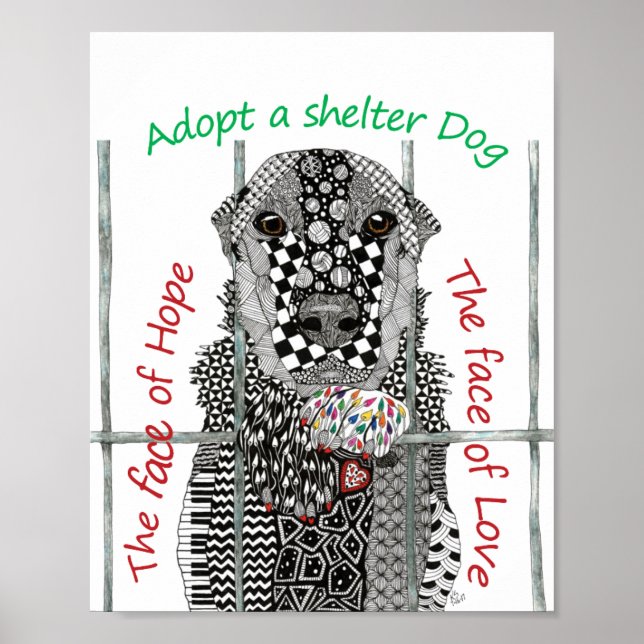 Póster Poster de Rescate Animal y Adopción Mascota 8"x10" (Frente)