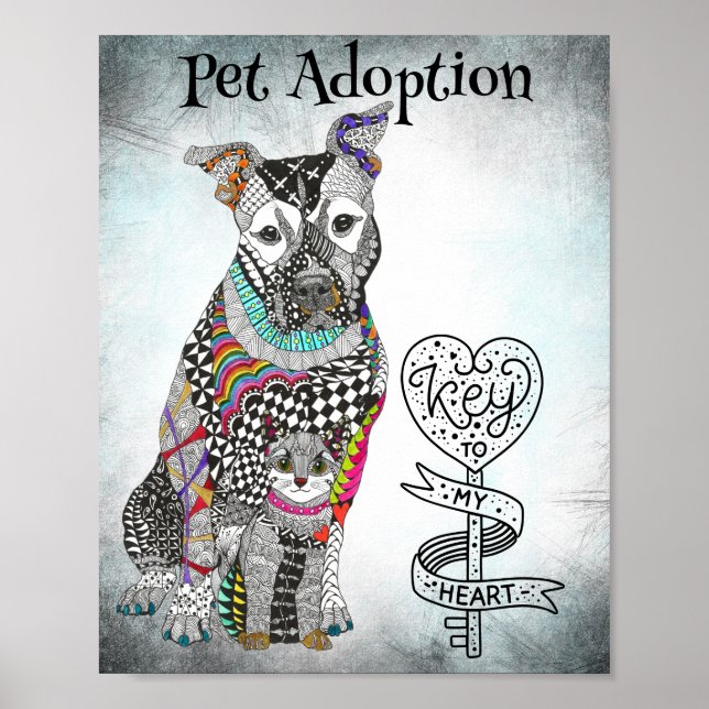 Póster Poster de rescate de animales y gatos y adopción d (Frente)