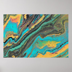 Póster Poster de resumen de acrílico turquesa Radio King