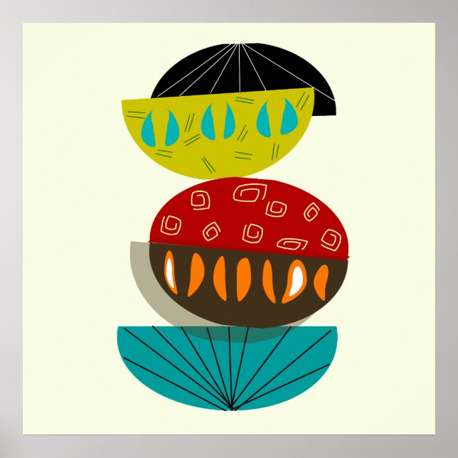 Póster Poster De Resumen Moderno De Mediados Del Siglo #5 (Frente)