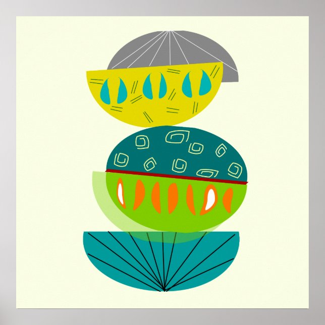 Póster Poster De Resumen Moderno De Mediados Del Siglo #5 (Frente)