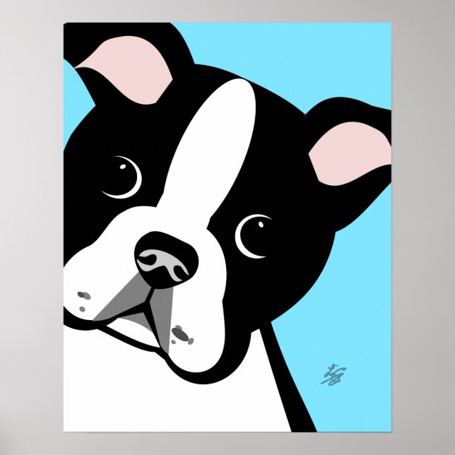 Póster Poster de retrato de Boston Terrier (Frente)