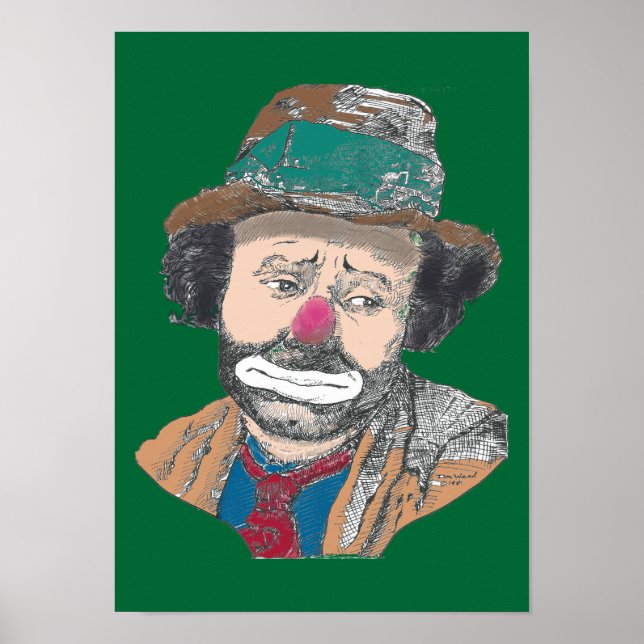 Póster Poster de retrato de Circus Clown Emmett Kelley (Frente)