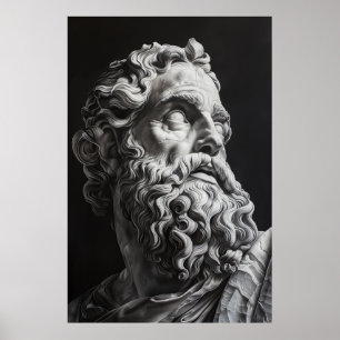Póster Poster de retrato de escultura de Zeus - Cielos bu