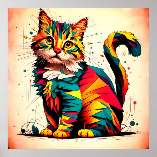 Póster Poster de retrato de gato