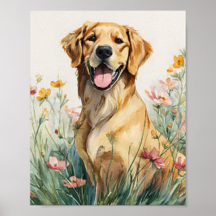 Póster Poster de retrato de Golden Retriever - Perro acua