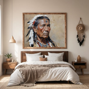 Póster Poster de retrato de hombre nativo americano