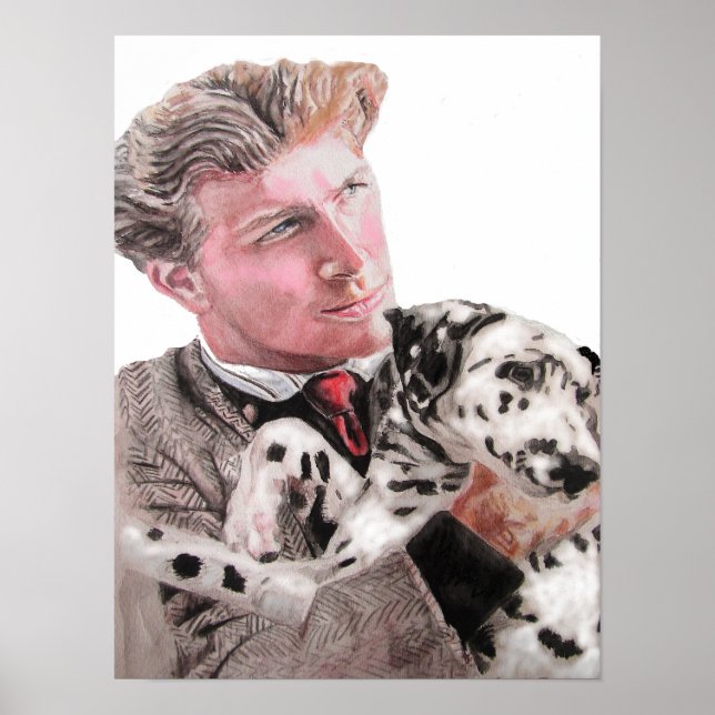 Póster Poster de retrato de perro visto dálmata y hombre (Frente)