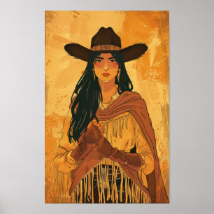 Póster Poster de retrato femenino tradicional mexicana