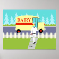 Poster de retro de pequeño hombre de leche