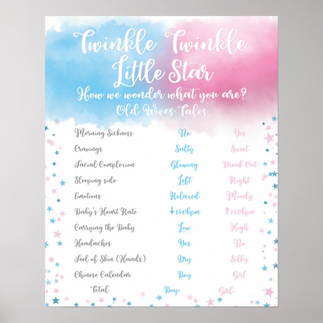 Póster Poster de revelación de género de estrella pequeña (Frente)