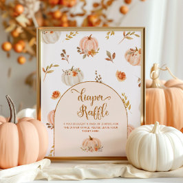 Póster poster de rifa de pañales de calabaza de oro naran