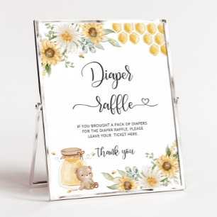 Póster Poster de rifas de pañal de girasol de oso de miel