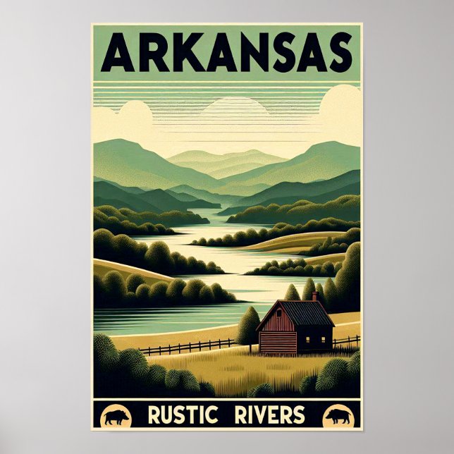 Póster Poster de Ríos Rústicos Vintage Arkansas (Frente)