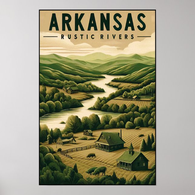 Póster Poster de Ríos Rústicos Vintage Arkansas (Frente)