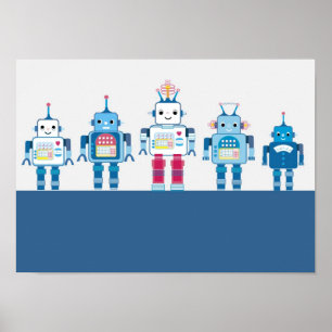 Póster Poster de robots Guay Blue y Red Robots