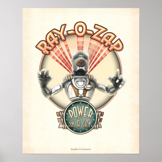 Póster Poster de robots retro Ray-O-Zap (16x20") (Frente)