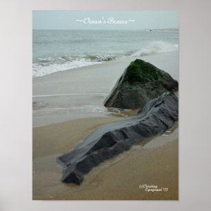 Póster Poster de rocas de olas oceánicas