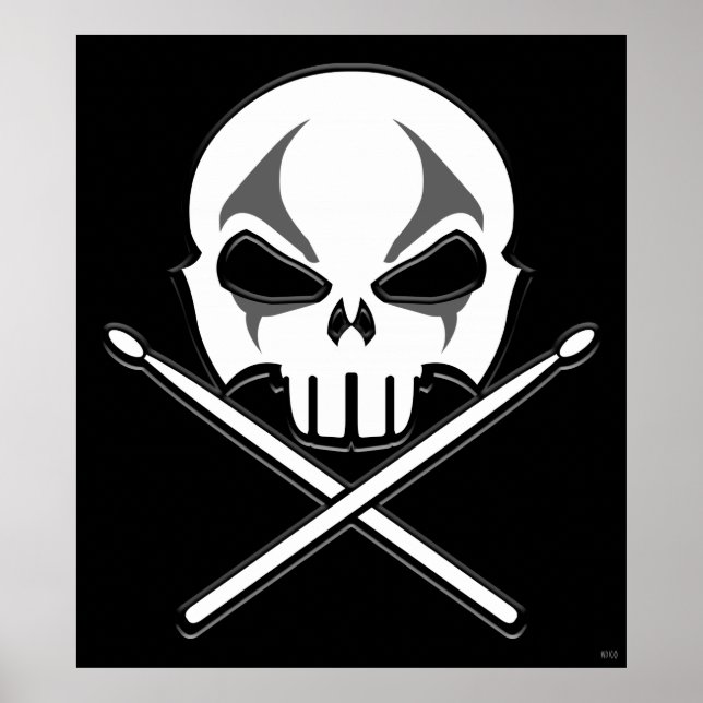 Póster Poster de rock y rollo fuerte tambor Metalizado Po (Frente)