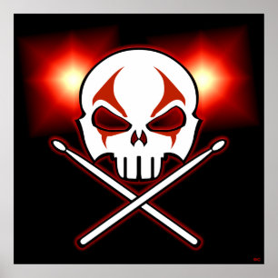 Póster Poster de rock y rollo fuerte tambor Metalizado Po