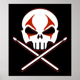 Póster Poster de rock y rollo fuerte tambor Metalizado Po