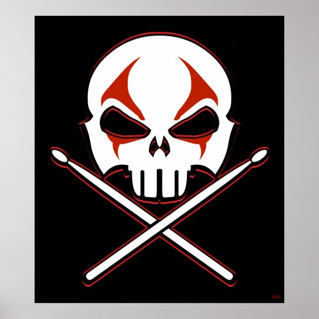 Póster Poster de rock y rollo fuerte tambor Metalizado Po (Frente)