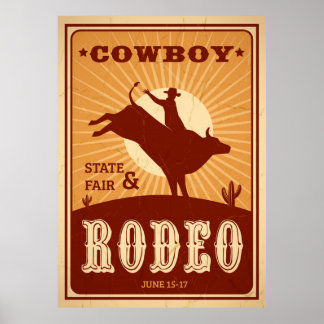 Póster Poster de rodeo de estilo de época