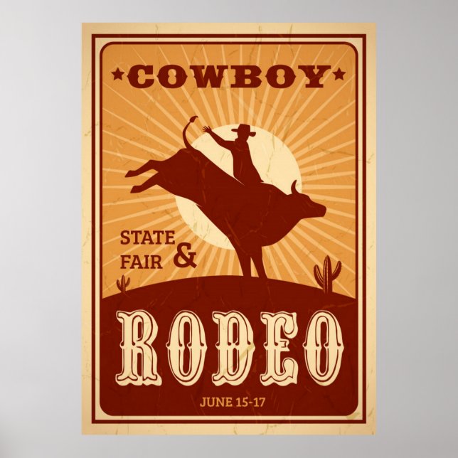 Póster Poster de rodeo de estilo de época (Frente)