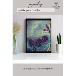 Póster poster de Rosas morados del calendario mensual 202