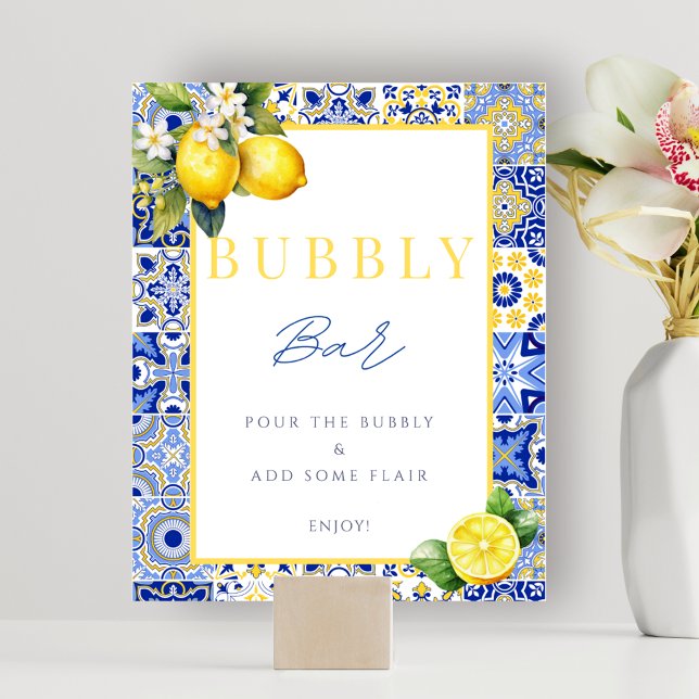 Póster Poster de Rótulo Bridal Shower Bubbly Bar (Italian Bridal Shower Bubbly Bar Sign Poster)