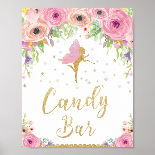 Póster Poster de Rótulo de Baby Shower Birthday Candy Bar (Frente)