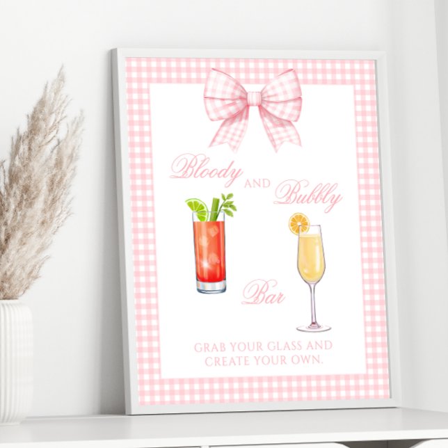 Póster Poster de Rótulo de bar de cócteles Pink Gingham B (Subido por el creador)
