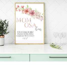 Póster Poster de Rótulo de bar Momosa Floral Rosa