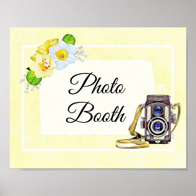 Póster Poster de Rótulo de Boda de  de floral amarilla (Frente)