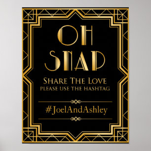 Póster Poster de Rótulo de Boda de hashtag en medios soci