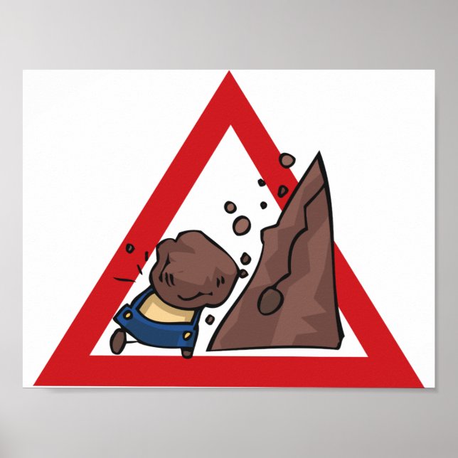 Póster Poster de Rótulo de caminos de caída de rocas (Frente)