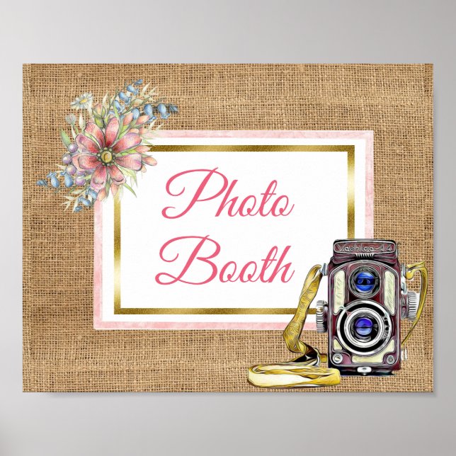 Póster Poster de Rótulo de la cabina fotográfica floral r (Frente)