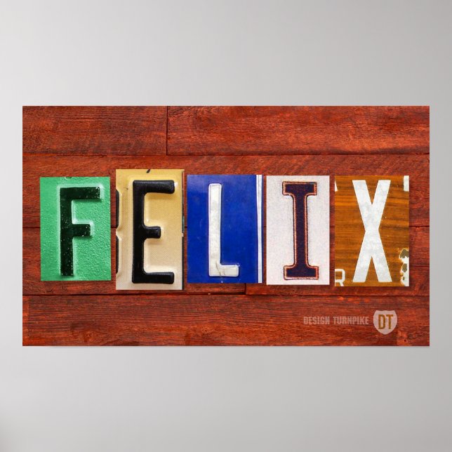 Póster Poster de Rótulo de la placa de licencia FELIX Nom (Frente)
