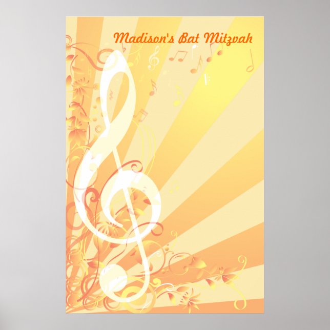 Póster Poster de Rótulo de Music Clef Bat Mitzvah (Frente)