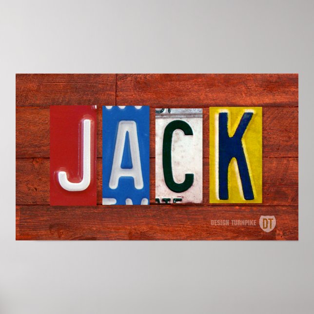 Póster Poster de Rótulo de nombre de la placa de licencia (Frente)