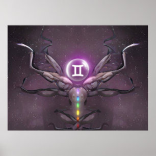Póster Poster de Rótulo de Zodiac Gemini Horoscope