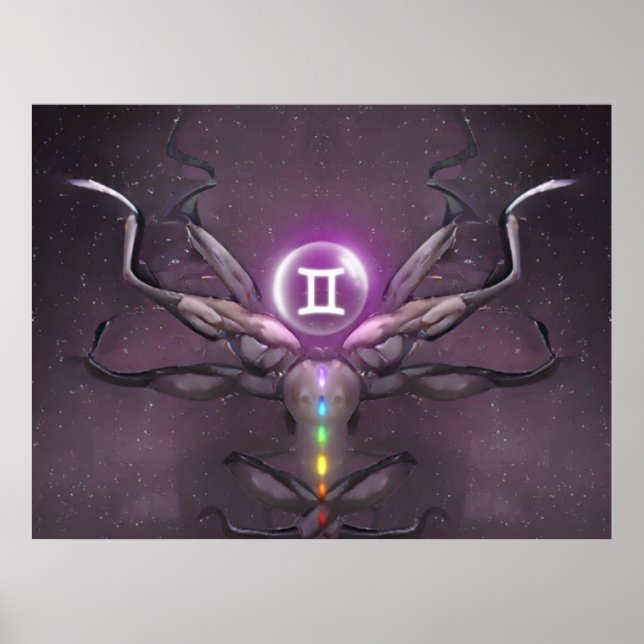 Póster Poster de Rótulo de Zodiac Gemini Horoscope (Frente)