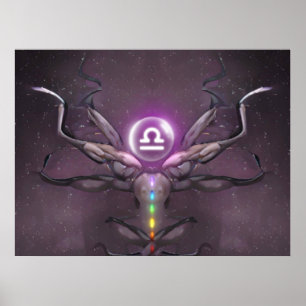 Póster Poster de Rótulo de Zodiac Libra Horoscope