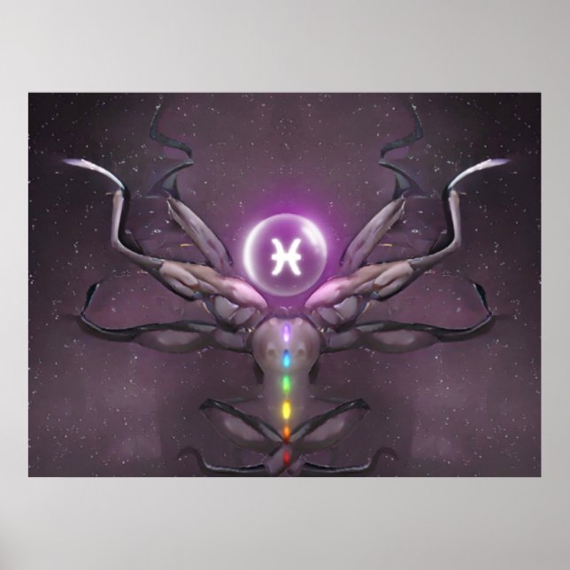Póster Poster de Rótulo de Zodiac Pisces Horoscope (Frente)