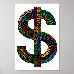 Póster Poster de Rótulo en dólares