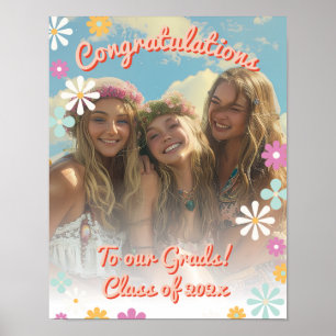 Póster Poster de Rótulo fotográfico de grupo de graduació