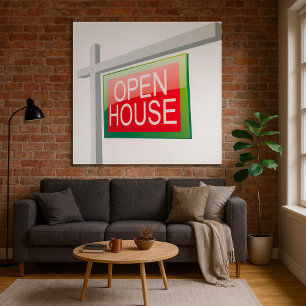 Póster Poster de Rótulo inmobiliario de la casa abierta